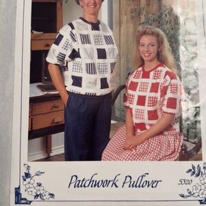 Vintage Pattern Four Corner Patchwork Pullover - Red and White